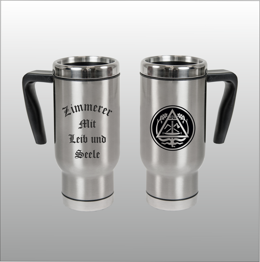 Thermobecher Christian silber mit Motivdruck Zimmerer