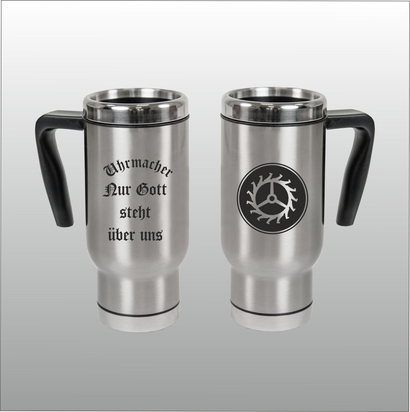 Thermobecher Christian silber mit Motivdruck Uhrmacher