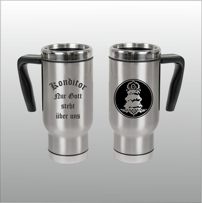 Thermobecher Christian silber mit Motivdruck Konditor