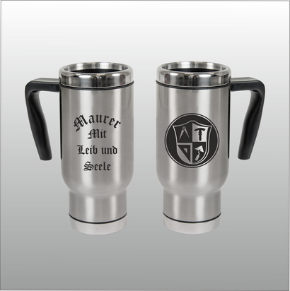 Thermobecher Christian silber mit Motivdruck Maurer