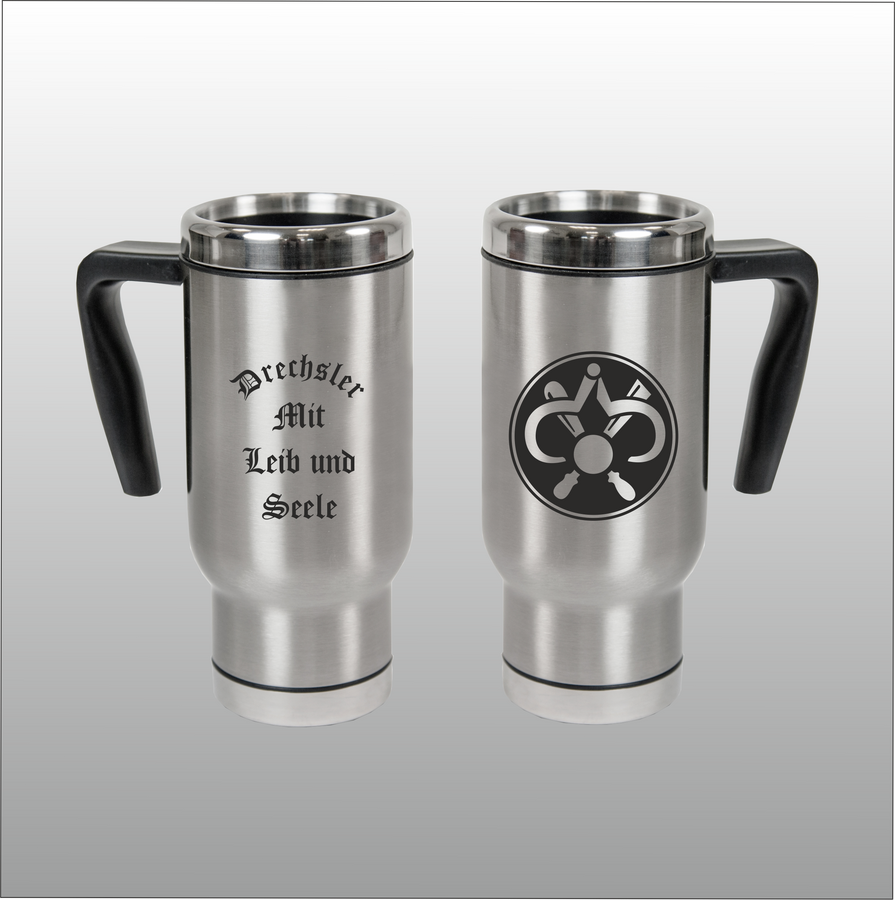 Thermobecher Christian silber mit Motivdruck Drechsler