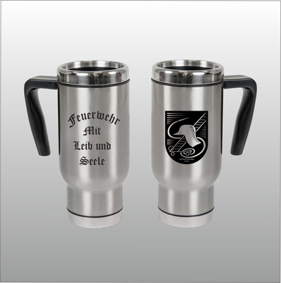 Thermobecher Christian silber mit Motivdruck Feuerwehr