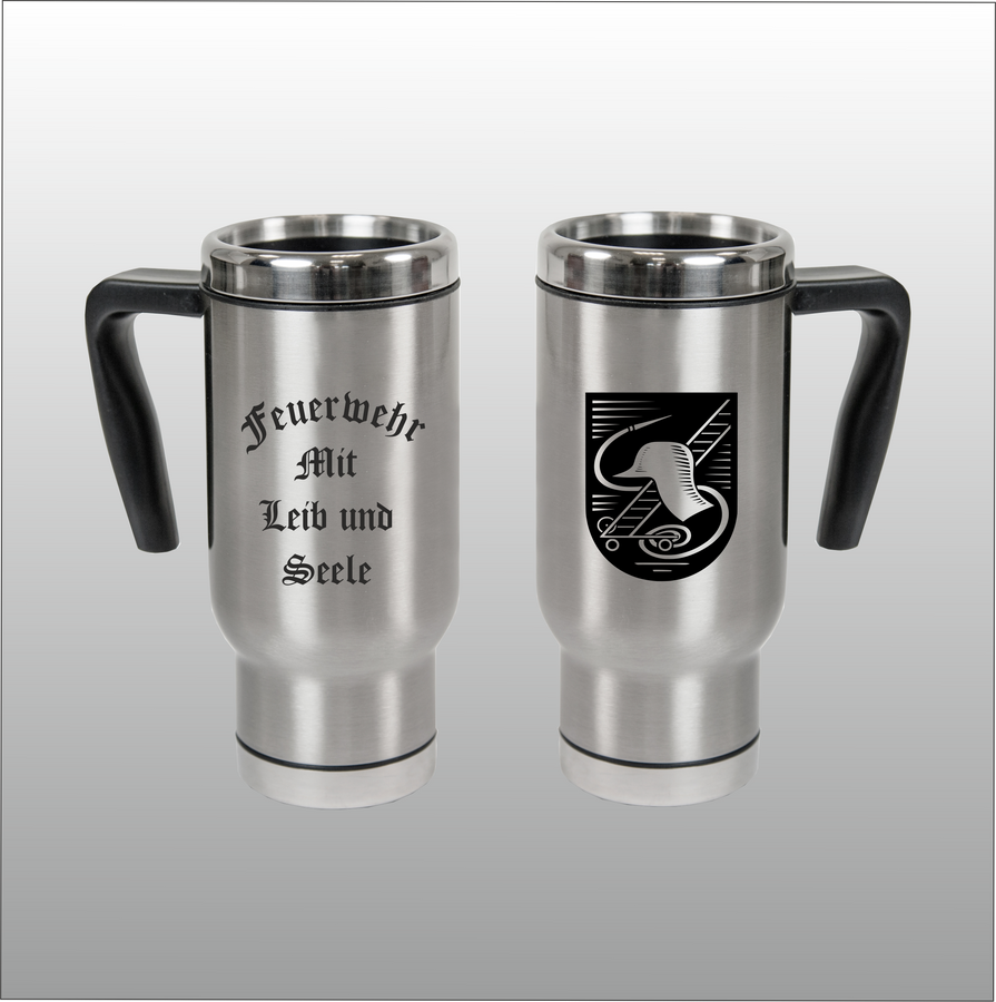 Thermobecher Christian silber mit Motivdruck Feuerwehr