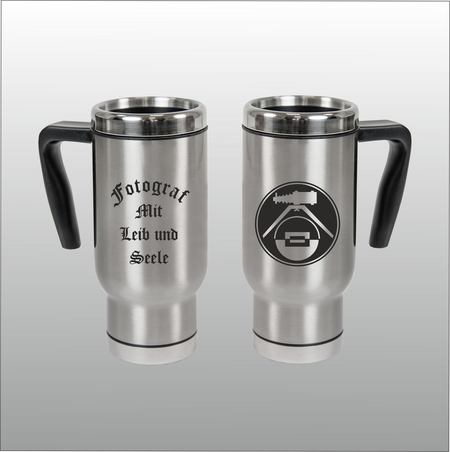 Thermobecher Christian silber mit Motivdruck Fotograf