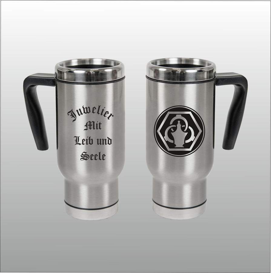 Thermobecher Christian silber mit Motivdruck Juwelier
