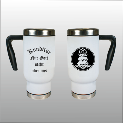 Thermobecher Richard weiß mit Motivdruck Konditor