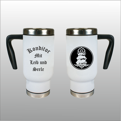 Thermobecher Richard weiß mit Motivdruck Konditor