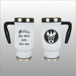 Thermobecher Richard weiß mit Motivdruck Maler