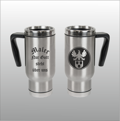 Thermobecher Christian silber mit Motivdruck Maler