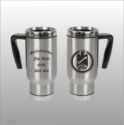 Thermobecher Christian silber mit Motivdruck Mechatroniker
