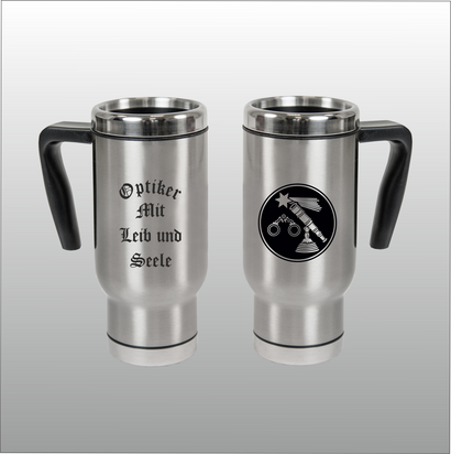 Thermobecher Christian silber mit Motivdruck Optiker