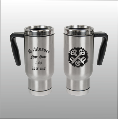 Thermobecher Christian silber mit Motivdruck Schlosser