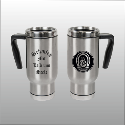 Thermobecher Christian silber mit Motivdruck Schmied