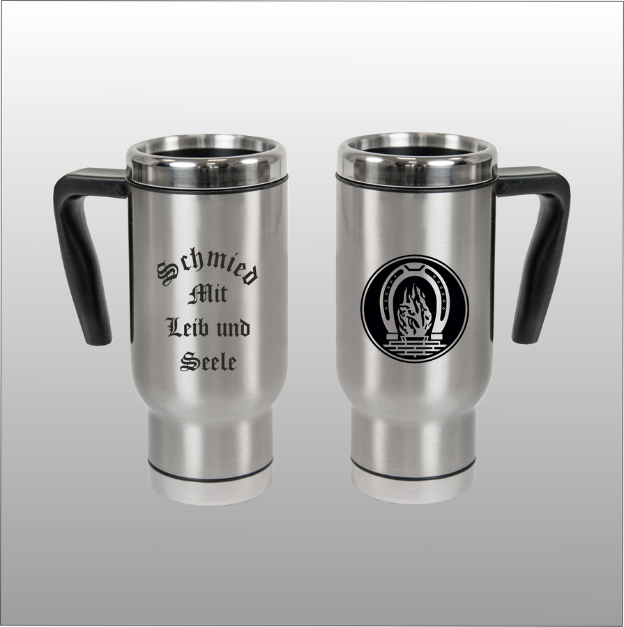 Thermobecher Christian silber mit Motivdruck Schmied