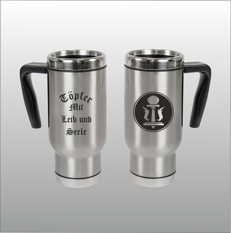 Thermobecher Christian silber mit Motivdruck Töpfer