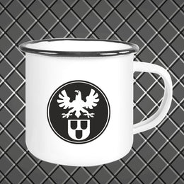 Emaille Becher "Eddy" mit Motivdruck Maler