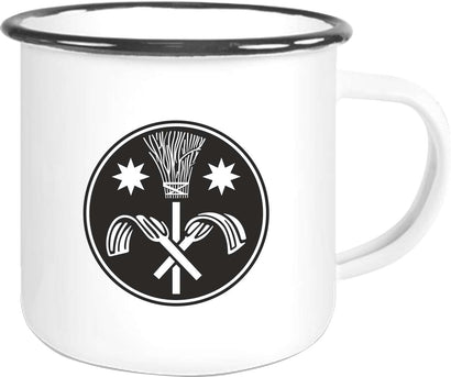 Emaille Becher "Eddy" mit Motivdruck Schornsteinfeger