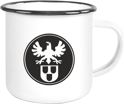 Emaille Becher "Eddy" mit Motivdruck Maler