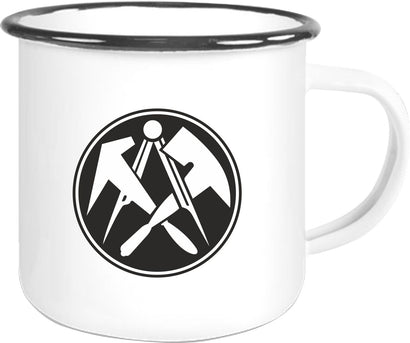 Emaille Becher "Eddy" mit Motivdruck Dachdecker